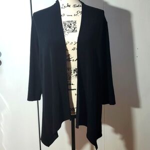 Travelers By Chico's Womens Black open waterfall Cardigan w/ back detail Sz.1